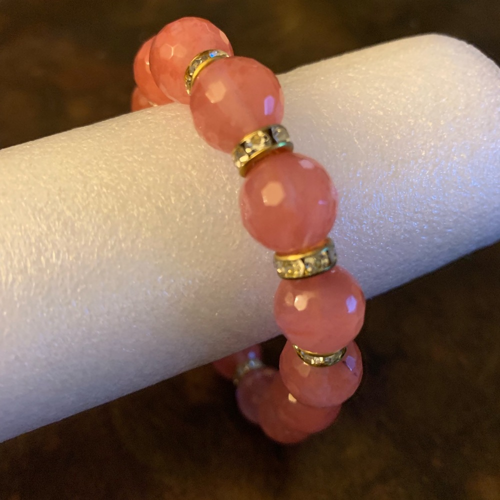 Rose quartz stretch bead bracelet new